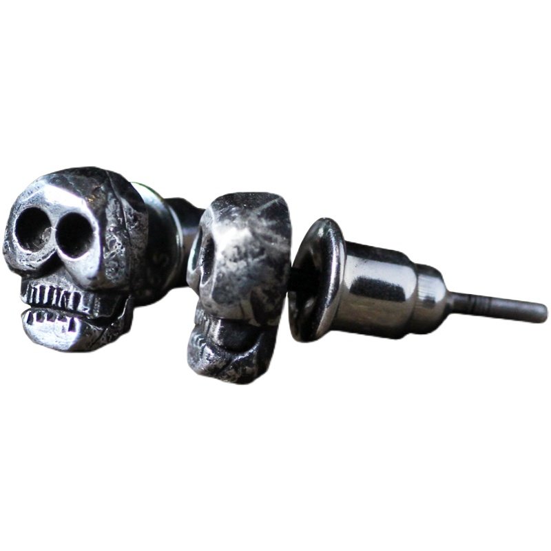 跋折罗VAJRA原创 无常-尸陀林主耳钉 纯银黄铜纯金耳饰个性小骷髅,淘宝优惠券,粉丝福利购,淘宝优惠卷