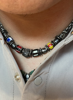 跋折罗古法琉璃转运龙蛋银项链