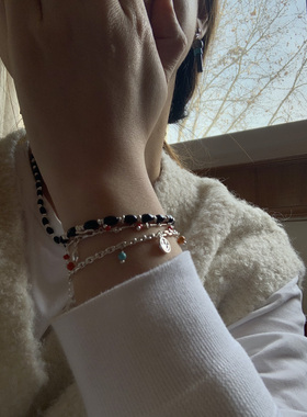 hssilver女黑玛瑙泰银原创手链