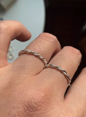 HS ｜ 泰国进口 925银 亮白银麻花闭口戒指