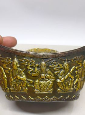 古玩杂项旧藏黄铜鎏金五路财神