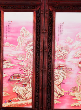 古玩杂项旧藏老紫檀木瓷板画