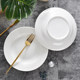 Pure white ceramic household dish plate round rice plate