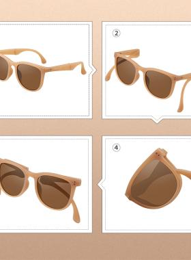 海伦凯勒新款偏光折叠太阳镜女时尚圆框便携防紫外线墨镜男HK602