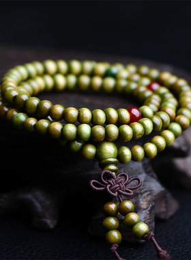 新中式热销国风多层叠戴式仿檀木佛珠手串木质念珠男女情侣款