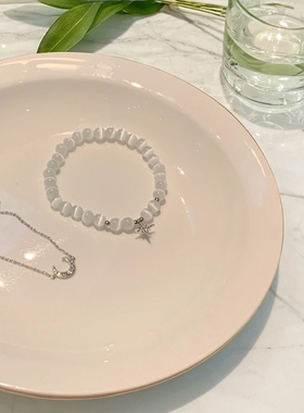 潮流手ins潮珍珠手链女设计感小众百搭气质手镯情侣手串手饰品