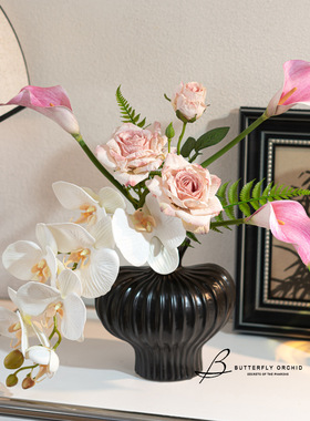 设计款蝴蝶兰把束假花花束客厅仿真花摆件家居软装咖啡馆装饰花