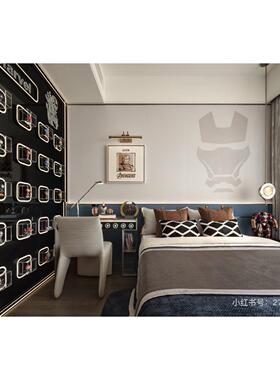 屿物为居 现代简约潮奢样板间儿童房漫威钢铁侠主题软装饰品摆件