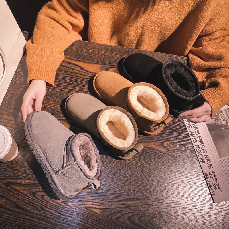 冬季新款雪地鞋防羊毛平底短筒东北棉鞋加绒加厚保暖雪地靴女,淘宝优惠券,粉丝福利购,淘宝优惠卷