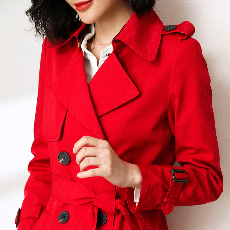 恒源祥旗舰店恒源祥风衣女中长款春秋休闲收腰气质大衣薄款过膝外套小个子0