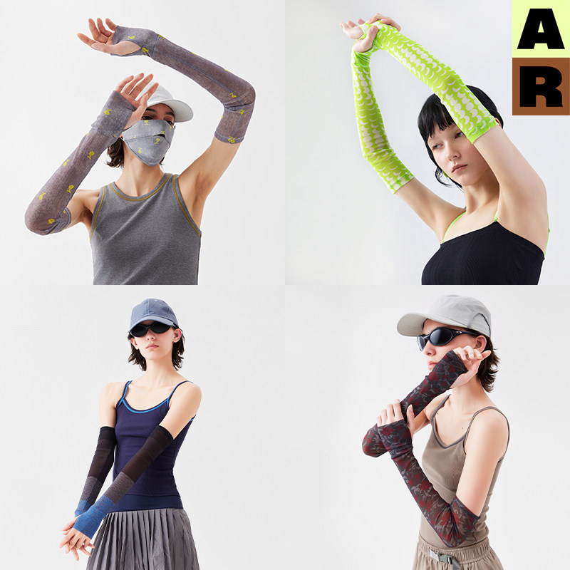 AR防晒袖套女网纱春夏季显瘦彩色印花遮臂防紫外线遮挡手臂护臂套,淘宝优惠券,粉丝福利购,淘宝优惠卷