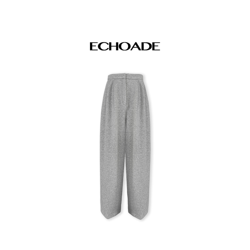 ECHOADE24春夏_灰色柔软流畅sweatpants松弛感宽松休闲运动阔腿裤 - 图3