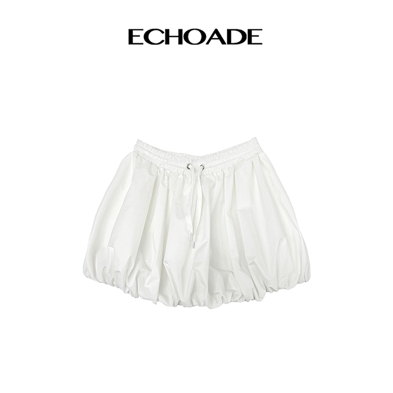ECHOADE |Puffy Skirt A字型松紧腰抽绳设计花苞蓬蓬短裙半身裙 - 图3