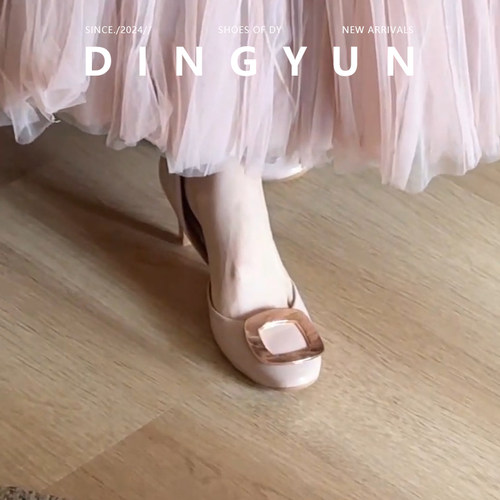 羊皮版dingyun丁允裸色高跟鞋女秋绝美伴娘婚鞋细跟法式圆头单鞋 - 图3