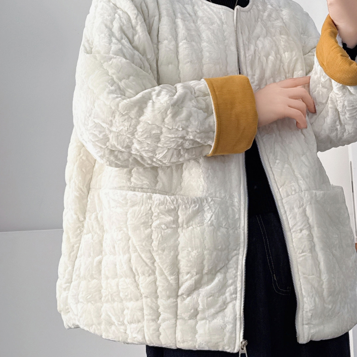 大码加厚棉衣女2025冬季新款胖m200斤时尚金丝绒拼色加绒棉服外套,淘宝优惠券,粉丝福利购,淘宝优惠卷