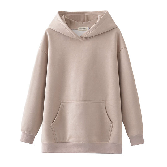 连帽卫衣女大码加绒2024秋冬新款胖mm韩版宽松慵懒风麂皮绒套头衫