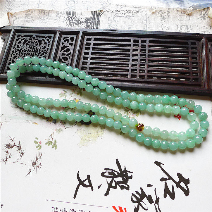 正品天然翡翠A货冰糯种翡翠 精美水润7.6毫米翡翠项链 配证书,淘宝优惠券,粉丝福利购,淘宝优惠卷