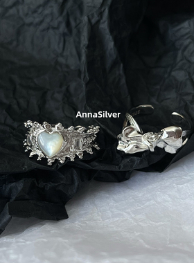 通体s925纯银设计感贝壳戒指