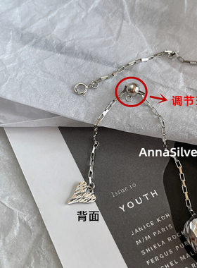 通体S925纯银时尚冷淡气质抽拉调节爱心形项链