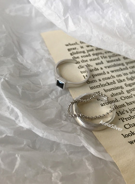 通体拉丝几何方形黑锆石圆珠链