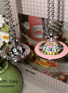 ND限定日本星月神话稀有项链女彩钻飞碟立体土星毛衣链