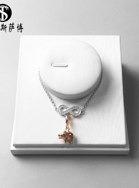 托马斯萨博玫瑰金色小猪纯银吊坠
