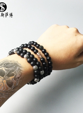 托马斯萨博黑曜石时尚风学生手链