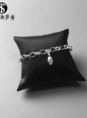 托马斯萨博骷髅镀银哥特式风吊坠