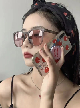 折叠小红书茶色墨镜女显脸小ins