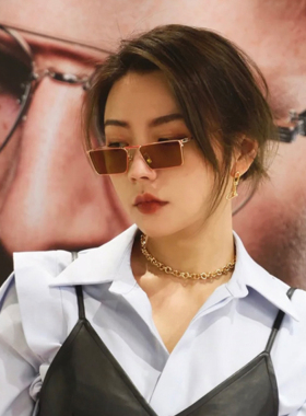 辣妹浅绿色嘻哈小框ins男女墨镜