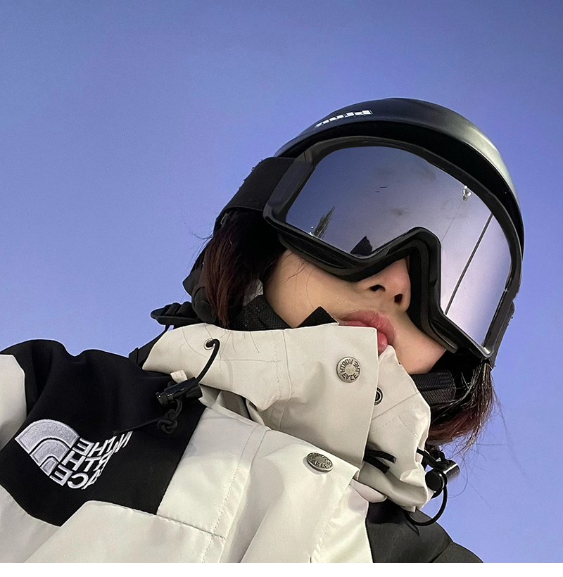 冬季户外运动滑雪镜雪地护目墨镜骑行防风沙防雾反光眼镜可套近视 - 图2