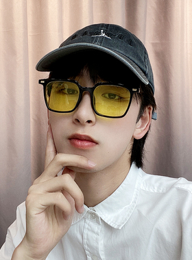 墨镜韩国黄色复古风情侣夜视眼镜