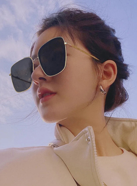 复古方框浅色男女渐变绿色墨镜