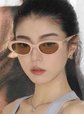 2024新款防晒猫眼小窄框潮女墨镜