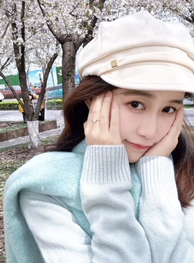 日本单新款CA4同款鸭舌帽报童帽画家帽休闲复古百搭八角帽子女