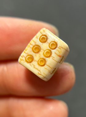 11mm西藏式老料猛犸牙骰子咒点珠藏传配珠高级白色方形老珠满开笑