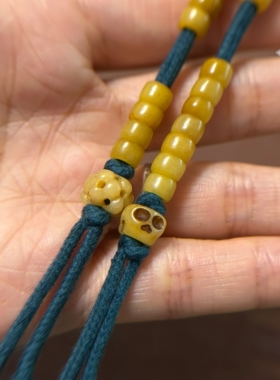 西藏式文玩计数侧挂件牦牛骨珠老珠子吊坠藏传配饰流苏老绳结手工