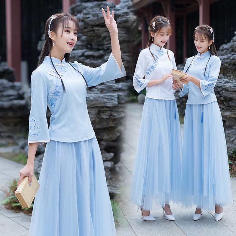 夏季古装中国风古筝演出服小个子成人礼女孩轻礼服18岁初中生汉服