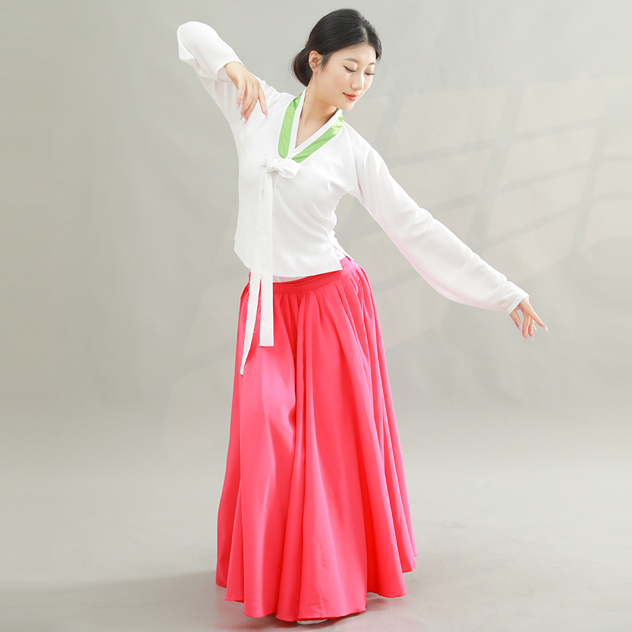 朝鲜少数民族套装成人裙舞蹈表演演出练功服装2024女雪纺上衣新款 - 图1