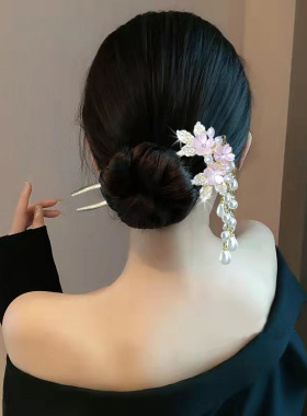 茉莉花流苏发簪盘发汉元素簪子