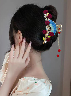 气质玫瑰流苏头发抓夹