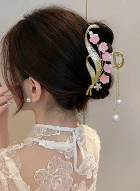 气质甜美玫瑰花流苏头发抓夹