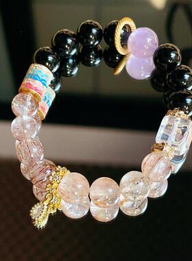 招财转运超七奶盖水晶手链黄塔晶