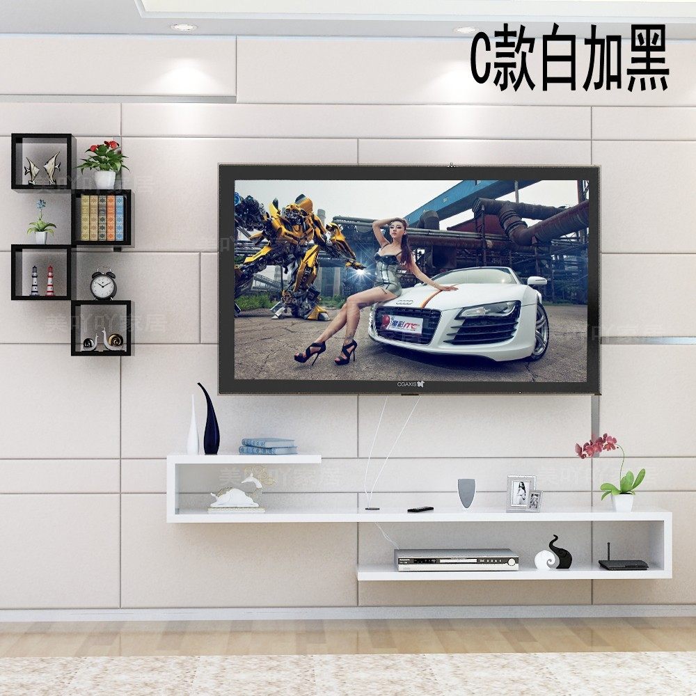 简约挂墙挂壁电视柜背景墙柜置物架搁板挂架吊柜小户型客厅隔板_虎窝淘