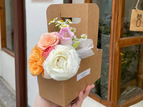 小红书牛皮纸手提打包盒咖啡花盒外带纸杯双杯提纸盒饮料奶茶外卖 - 图0