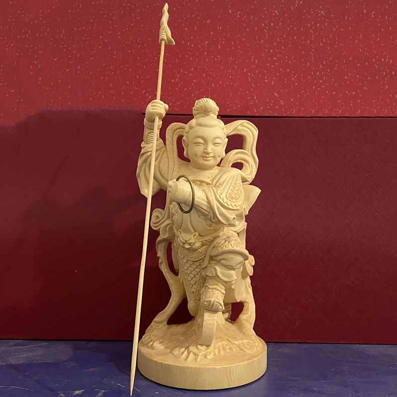 工艺品黄杨木客厅雕刻桧木崖柏哪吒摆件装饰木人物家居神像三太子