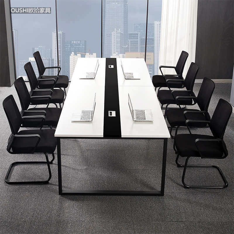 会议桌长条形简约现代小型钢木会客洽谈桌职员培训桌电脑桌椅包