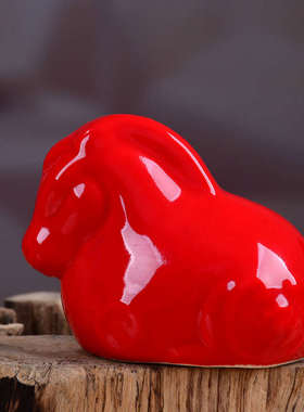 十二生肖摆件小号红色老鼠牛虎兔龙蛇马羊猴鸡狗猪陶瓷装饰品摆