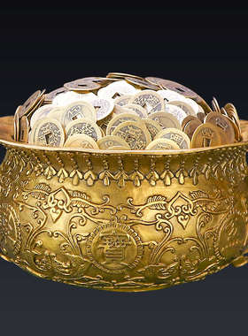 铜聚宝盆摆件纯铜办公室玄关卧室装饰客厅家居乔迁店铺送开业礼品