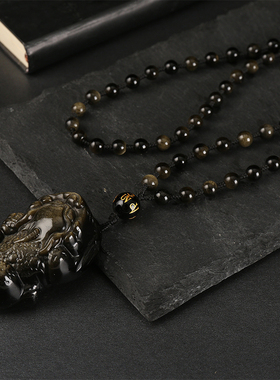 高档金曜石佛牌男女款编织项链